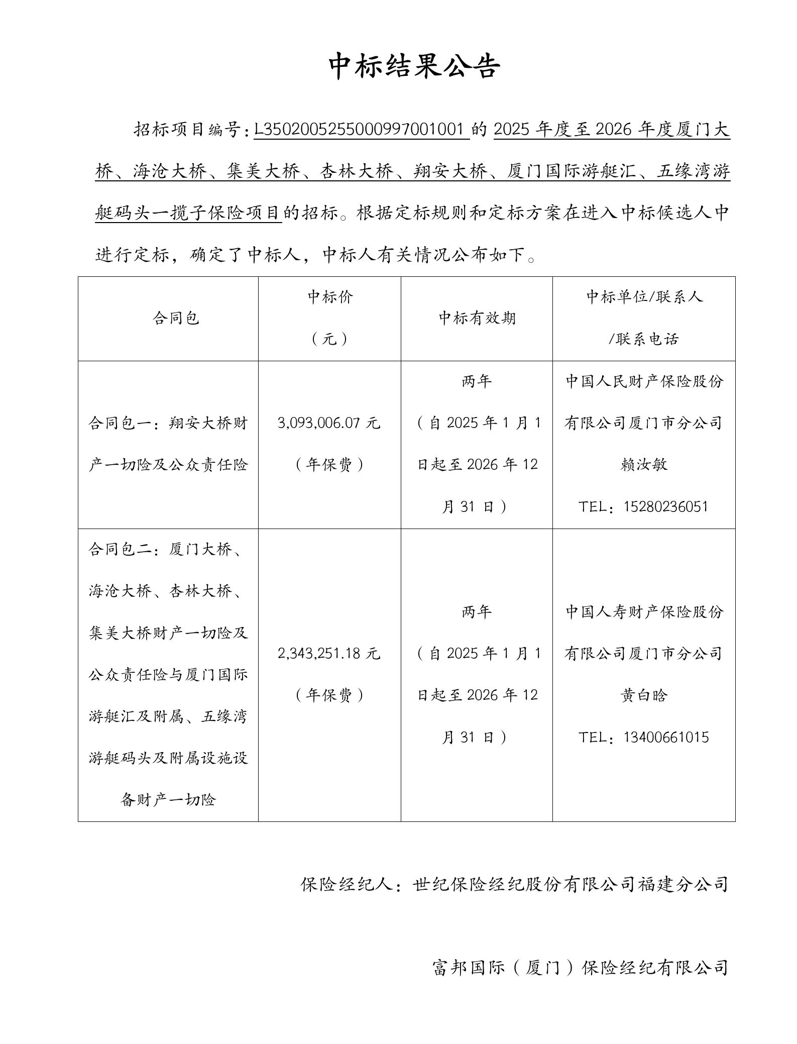 中標結果公告-2025年度至2026年度廈門大橋、海滄大橋、集美大橋、杏林大橋、翔安大橋、廈門國際游艇匯、五緣灣游艇碼頭一攬子保險項目_01.png